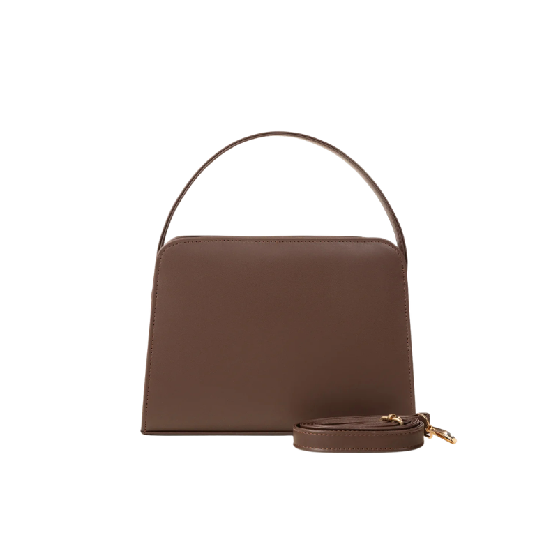 Brown Structured Shoulder Handbag
