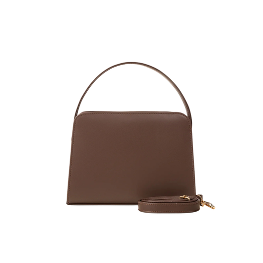 Brown Structured Shoulder Handbag