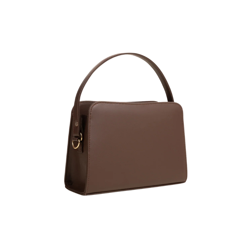 Brown Structured Shoulder Handbag
