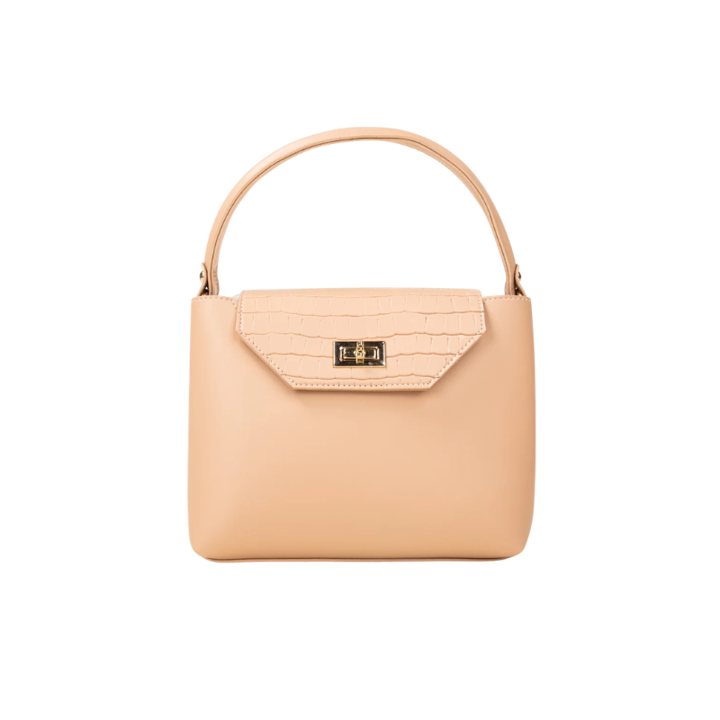 Peach Croc Texture Handbag