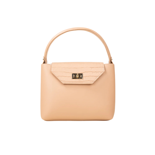 Peach Croc Texture Handbag