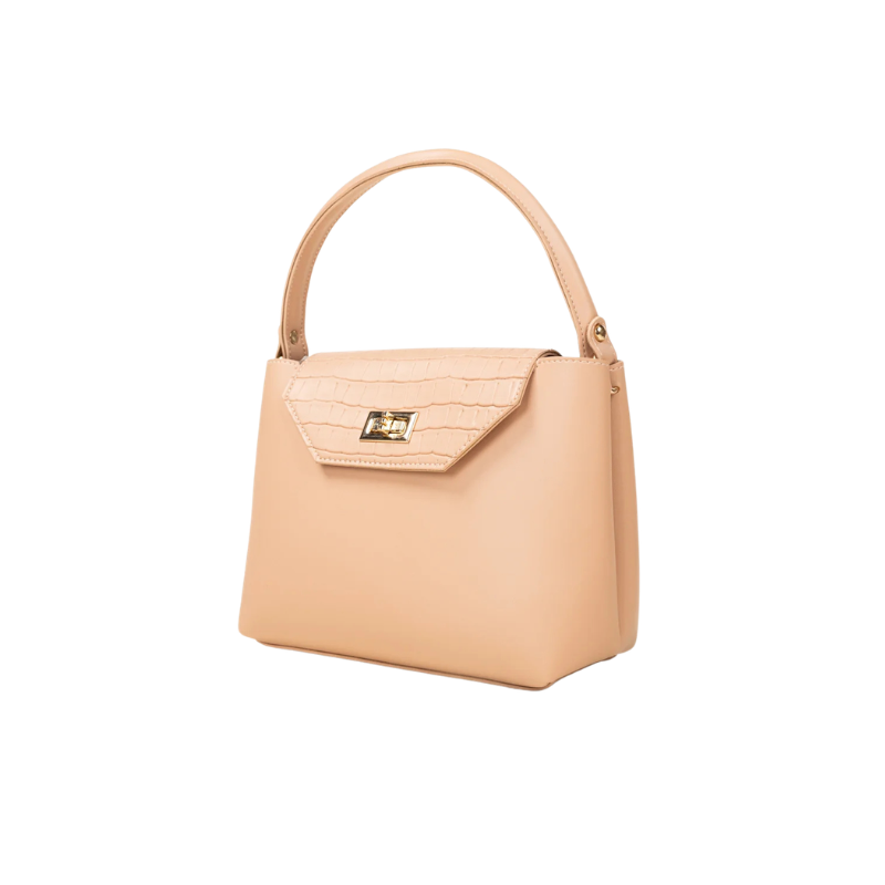 Peach Croc Texture Handbag